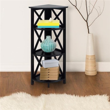 Casual Home Casual Home 301-12 Montego 4-Shelf Corner Folding Bookcase; Black 301-12